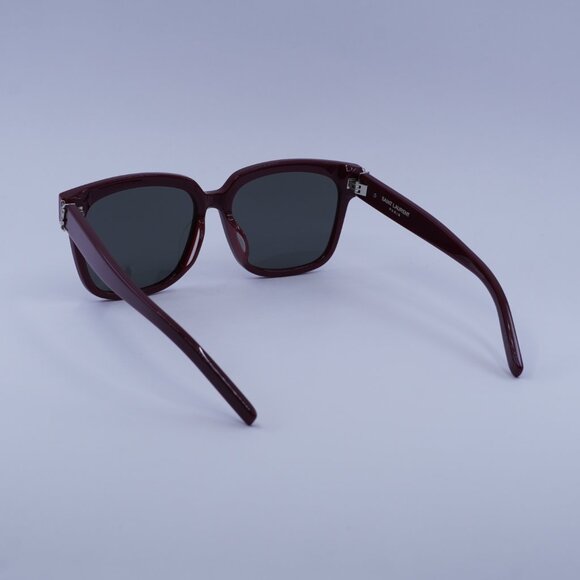 Saint Laurent SLM40/F 007 Sunglasses Burgundy Square Frame, Grey Lenses - Picture 9 of 11